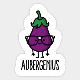 Aubergine (eggplant) + genius  =  Aubergenius Sticker